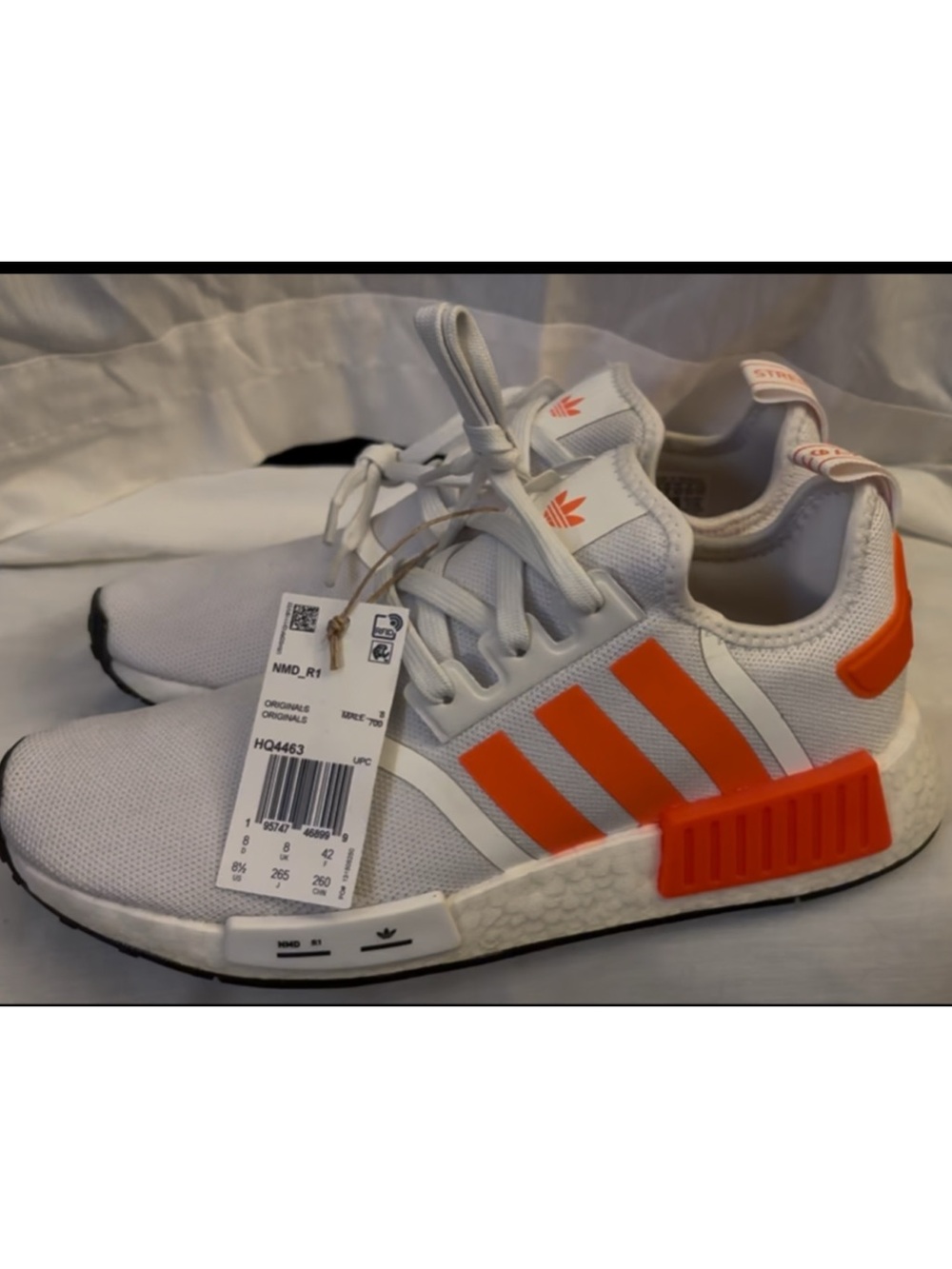 adidas NMD_R1 Sneakers White & Orange US 8.5 NWT